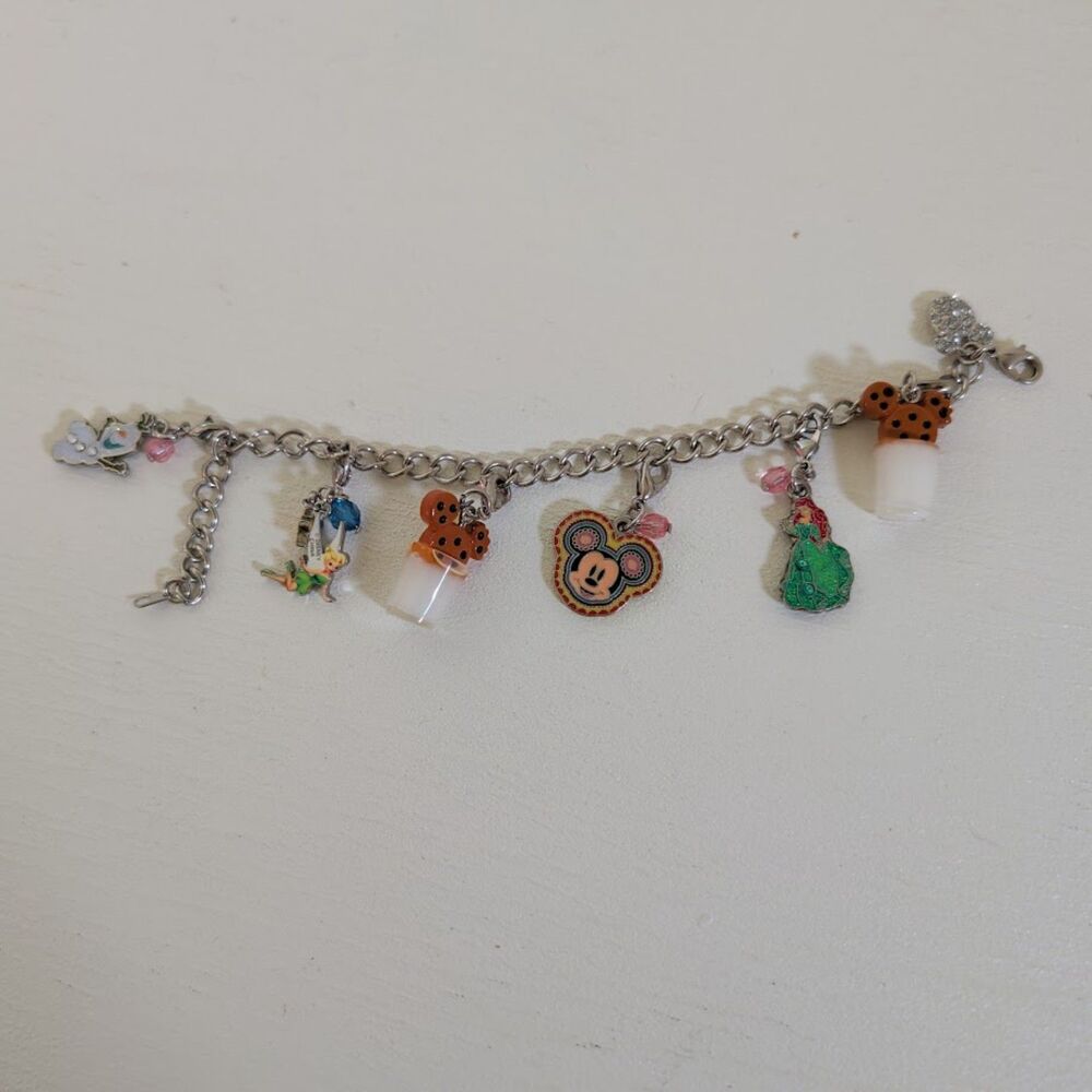 Vintage Disney Charm Bracelet - Mickey Mouse, Ariel, & Tinker Bell